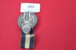German commemorative badge, circular bronze medal with lyre within laurel wreath, heraldic shield