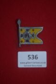 WHW miniature flag badge in the form of a Kavallerie standard, enamelled in yellow, black and silver