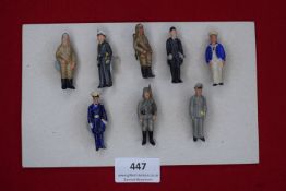 A German WWII WHW set of miniature porcelain figures, uniformed personnel in military and naval