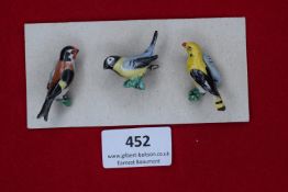 A German WWII WHW set of porcelain bird badges, naturalistic painted examples including goldfinch