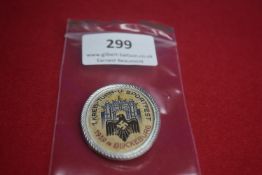 Oval Commemorative Sports Badge “Kreis-Turn-u. Sportfest 1935” – A colourful pressed tin and