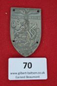 A German Third Reich Day Badge, large shield-form grey alloy issue for NSDAP Kreis Niederberg