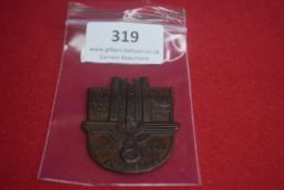 Large NSDAP Commemorative Badge – Bronze-finished pressed metal badge, of stylised shield form, with