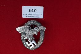 Luftwaffe Pilot’s Badge – Another example of the Luftwaffe Pilot’s Badge, oval, with a detailed