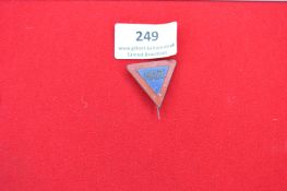 Enamelled Road Sign Tinnie Badge “HALT” – A triangular pressed metal badge enamelled in red border