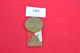 German singing society badge, bronze with ribbon red and white, “MGV St. Castor Koblenz a. Rh.,”