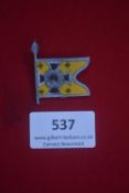 WHW miniature flag badge in the form of a Kavallerie standard, enamelled in yellow, black and silver