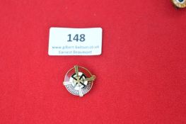 “Deutsche Christen” badge, circular with red enamel outer ring, central swastika behind a