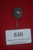 Stickpin, miniature Silver Wound Badge (Verwundetenabzeichen in Silber), oval form with laurel