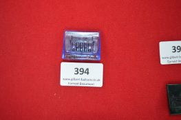 Glass Souvenir Plaque of the Brandenburg Gate, Berlin – A rectangular translucent blue glass plaque,