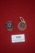 Two Winterhilfswerk (WHW) frosted plastic pendants with painted floral decoration.