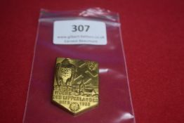 Brass Commemorative Tinnie Badge “Deutsche Woche des Lipperlandes 1933” – A shield-shaped brass