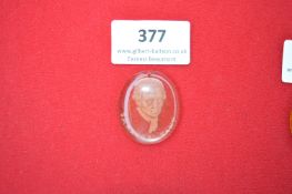 Amber glass pendant, oval, with bust portrait of Immanuel Kant, name engraved around edge,