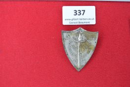 Pressed Metal SA Brigade Badge – Shield-shaped badge inscribed SA Brigade 83 Goslar 1934, with