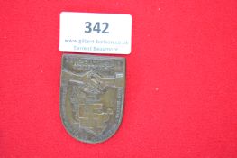 Pressed Metal Schleswig-Holstein District Rally Badge – A shield-shaped pressed bronze badge