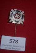 Silvered and enamelled veterans’ association (Reichstreubund) stickpin, featuring Iron Cross with