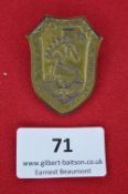 A German Third Reich NSBO Day Badge, bronzed shield-form issue for Gautag Mittelfranken 1933,
