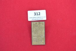 Rectangular Metal Badge “Tag der Arbeit 1 Mai 1933” – A pressed gilt metal badge showing factory