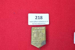 Brass Commemorative Tinnie Badge “Landwirtschafts – Braune Woche B-Gladbach 1933” – A rectangular