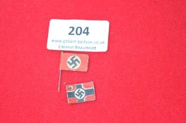 Pair of German Flag Badges – comprising enamel pin badge in the form of the National flag and a