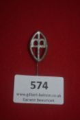 German Christian Movement (Deutsche Christen) stickpin, white metal badge in form of church window