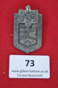 A German Third Reich Day Badge, pressed alloy shield-form issue for NSDAP Gautag Niederrhein Juli