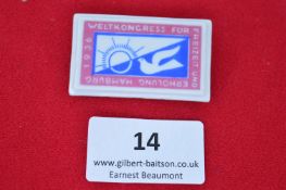 A porcelain commemorative badge for the World Congress for Leisure and Recreation, Hamburg 1936,