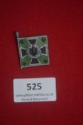 WHW miniature flag badge in the form of a German regimental standard enamelled in green, black and