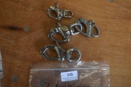 3x Swivel Eye and 1x Fixed Eye Stainless Steel Snap Shackles