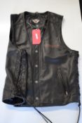 Genuine Harley Davidson Black Leather Cut Waistcoa