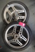 Pair of Motorcycle Alloy Wheels with Tyres