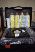 Parkland Single Burner Camping Stove and Pack of 4 Butane Tins