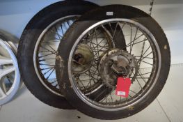 Pair of Motorcycle Spoke Wheels with Tyres