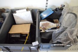 2x Crates of Motorcycle Parts, Radios, Car Mirrors, etc. (crates not included)
