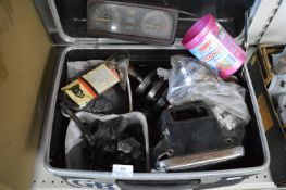 Top Box Containing Motorcycle Cranks, Various Carburettor Parts, etc.