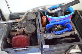 Assorted Parts Including Indicators, Ignition Switches, Handlebars, Rear Lights, and Binnacles (