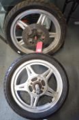 Pair of Motorcycle Alloy Wheels with Tyres
