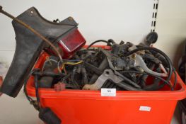 Box of Parts Including Rear Light Holder, Brake Lever, Indicator Holder, etc.