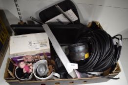 Box of Parts Including Air Hoses, Router, Clock, etc.