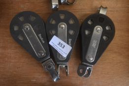 3x Barton Single Pulley Rope Blocks
