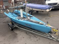 Topper Topaz Sailing Dinghy with Dual Rig Comprising of Single Piece Aluminium Mast Trapeze Rig, and