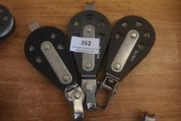 3x Barton Single Pulley Rope Blocks