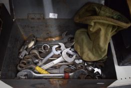 Steel Chest Containing Assorted Spanners