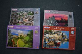 4x Falcon 1000pc Jigsaw Puzzles (as pictured)