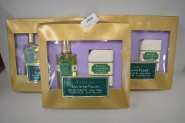3x Yardley Lily of the Valley Giftsets - 125ml EDT, and 100g Luxury Soap (boxes damaged)