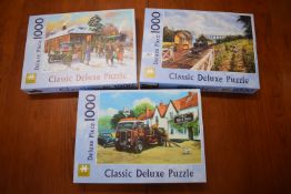 3x Classic Deluxe 1000pc Jigsaw Puzzles
