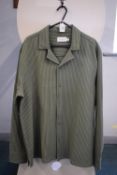 Topman Green Ribbed Long Sleeve Shirt Size: M
