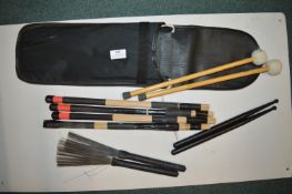 Case of Assorted Percussion Sticks and Brushes