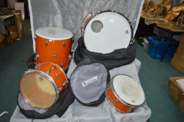 Set of 4 Arbiter Drum Comprising Bass, Floor Tom, Tom, and Snare each with Soft Cases