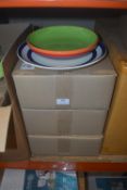 *3x Boxes of 10x Blue & White Stripped 27cm Dinner Plates, and a Pasta Bowl